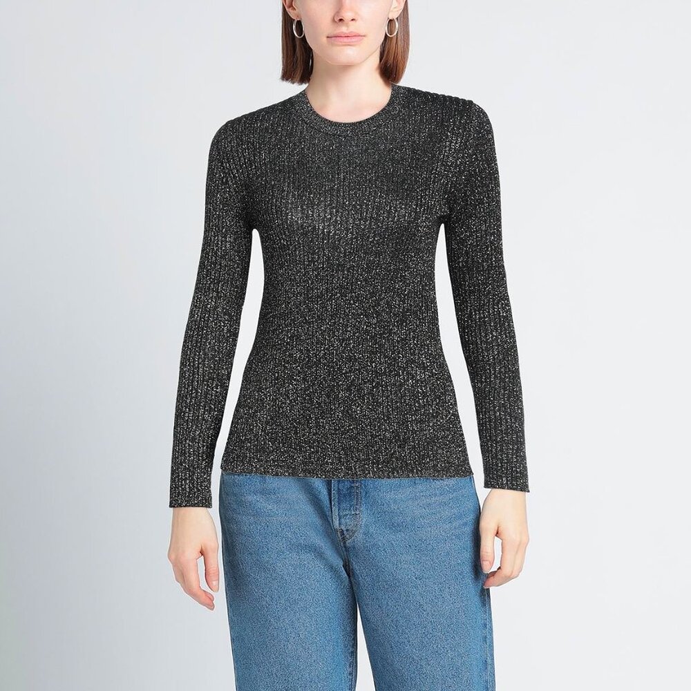 Proenza Schouler White Label Black & Silver Lurex Ribbed-Knit Sweater